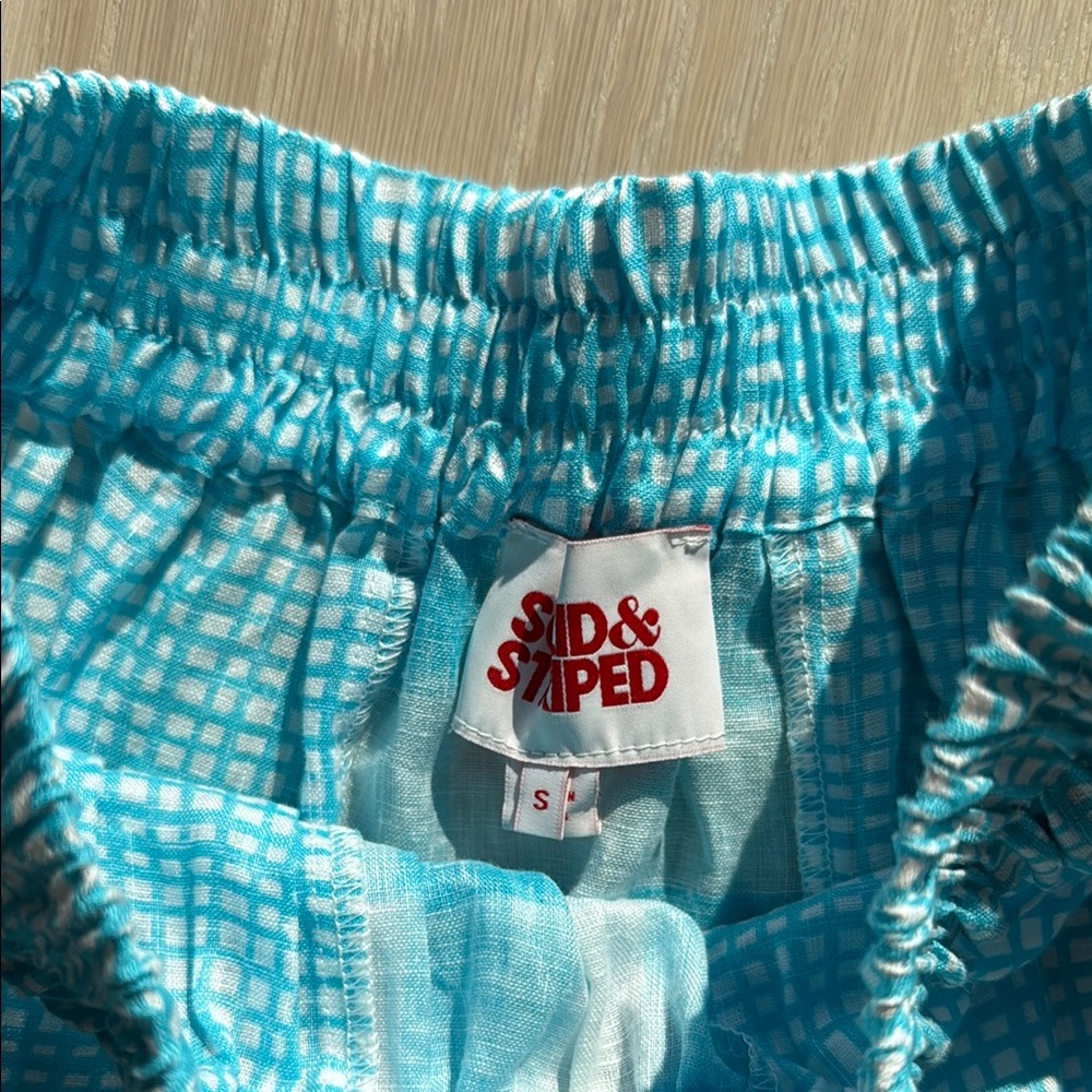 Solid & Striped Turquoise Checkered Maxi Skirt - image 3